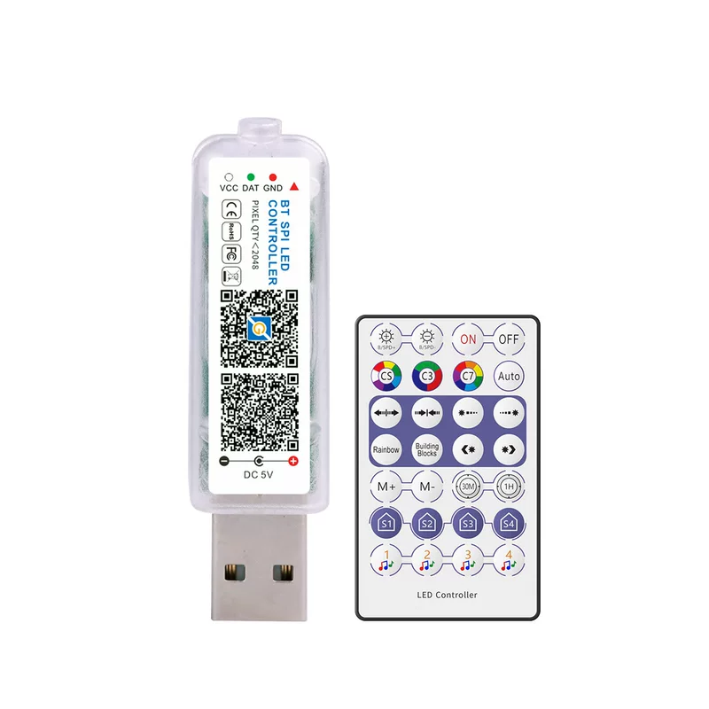 Joining pole leather line lights Bluetooth controller Flowing water running music mode USB interface 5V fantasy controller
