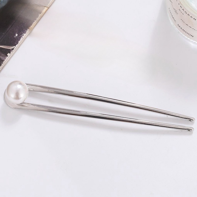 Venta caliente transfronteriza suministro de horquilla en forma de U Hanfu estilo antiguo palillos aleación incrustaciones perla horquilla accesorios para el cabello tenedor para el cabello al por mayor
