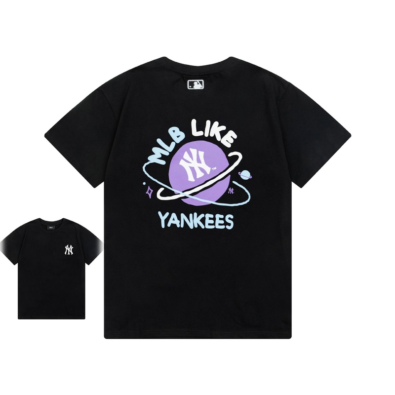 クロスボーダー MLB&NY ベーシックプリント高品質レディース T メンズ半袖コレクション共同ブランドの純綿通気性ボトリングシャツ|undefined