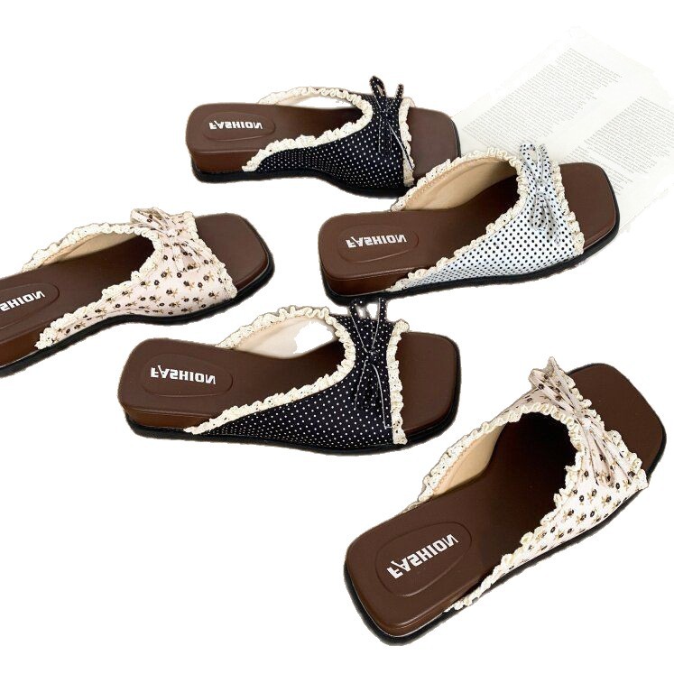 Flor francesa pequeña pendiente de arco gruesa zapatillas de tacón para mujeres 2026 nuevo con falda casual zapatillas image 5