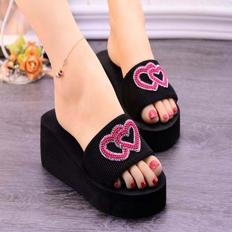 Cross-border European and American style women's one-strap sandals 2026 new trendy elastic height-increasing wedge sandals for petite women