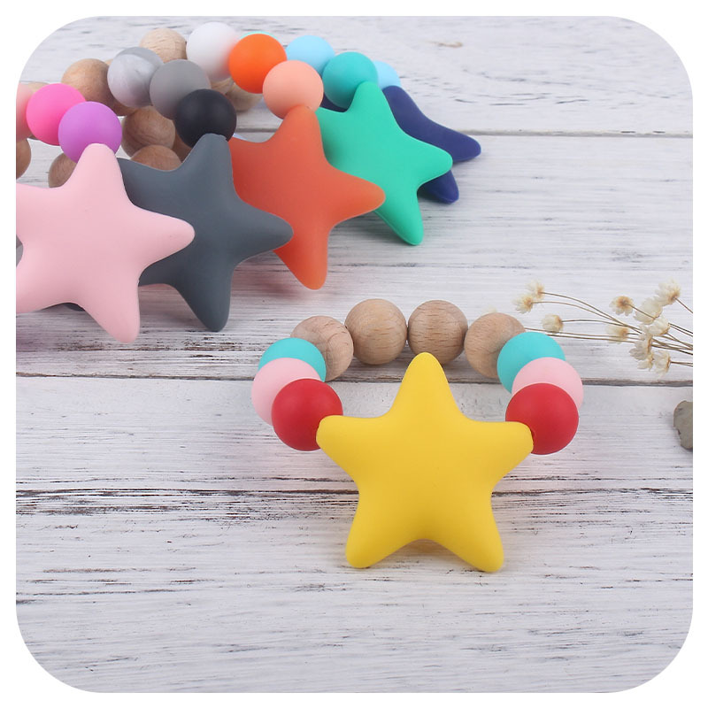 Suministros para bebés Beads DIY juguete mordedor silicona calmante Big Star mordedura pegamento bebé teether stick teether