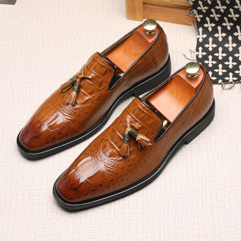 Men's slip-on loafers new business leather shoes with fringe shoes_vogvips.com