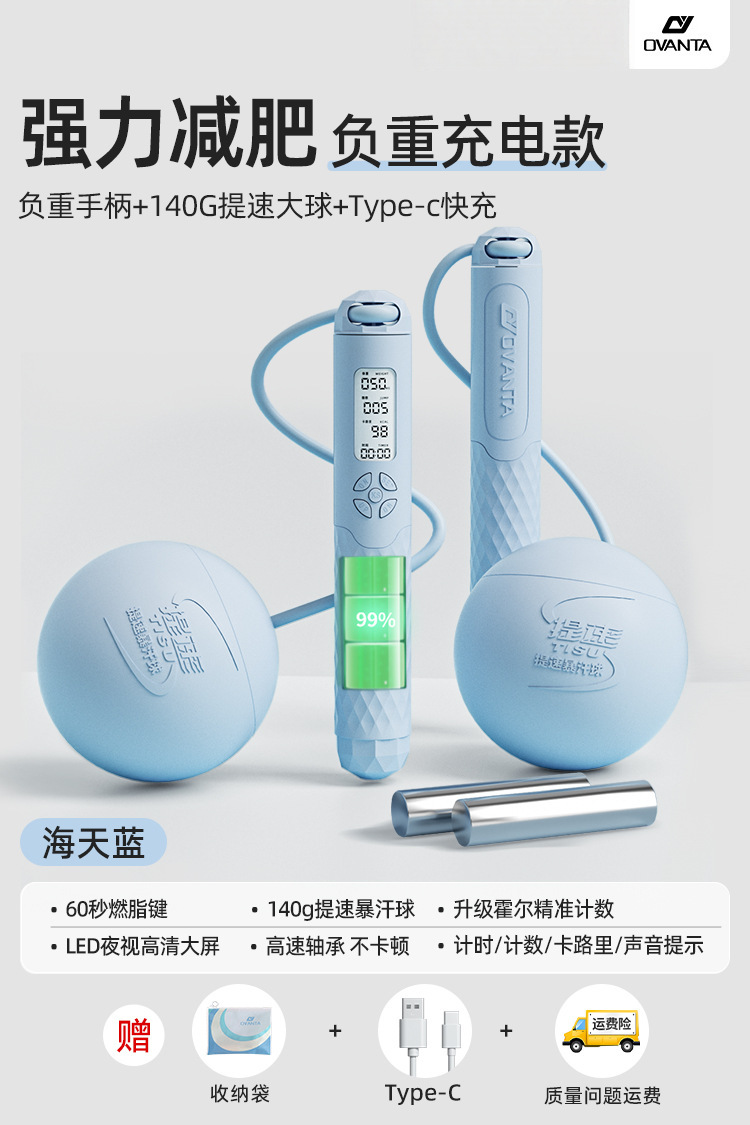 업그레이드 유형-c 빠른 충전-65mm 무선 볼-450g-Blue