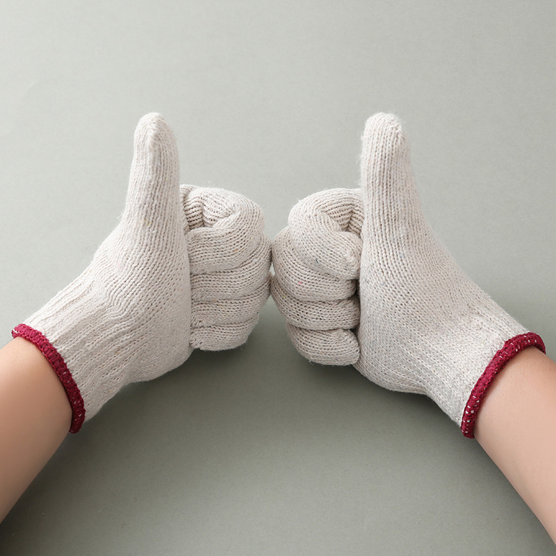 厂家直销700g本白粗纱棉纱劳保手套批发防滑耐磨工作工地劳保手套