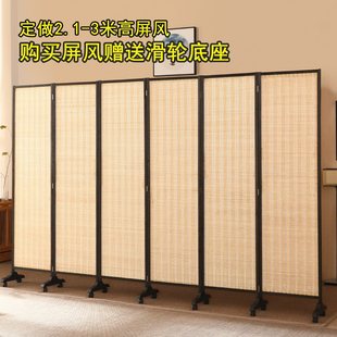 Bamboo Screen Mobile Folding Screen Partition Solid Wood Hotel Flat Style Home Office Blocked Living Room Bedroom Entrance Chinese Style