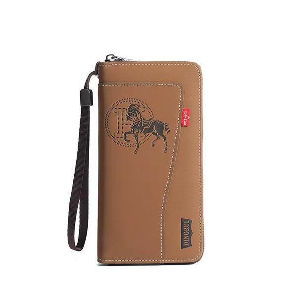 2025 New Men's Zipper Wallet Long Mobile Phone Bag Multi-card Large Capacity Fashionable Clutch Bag
