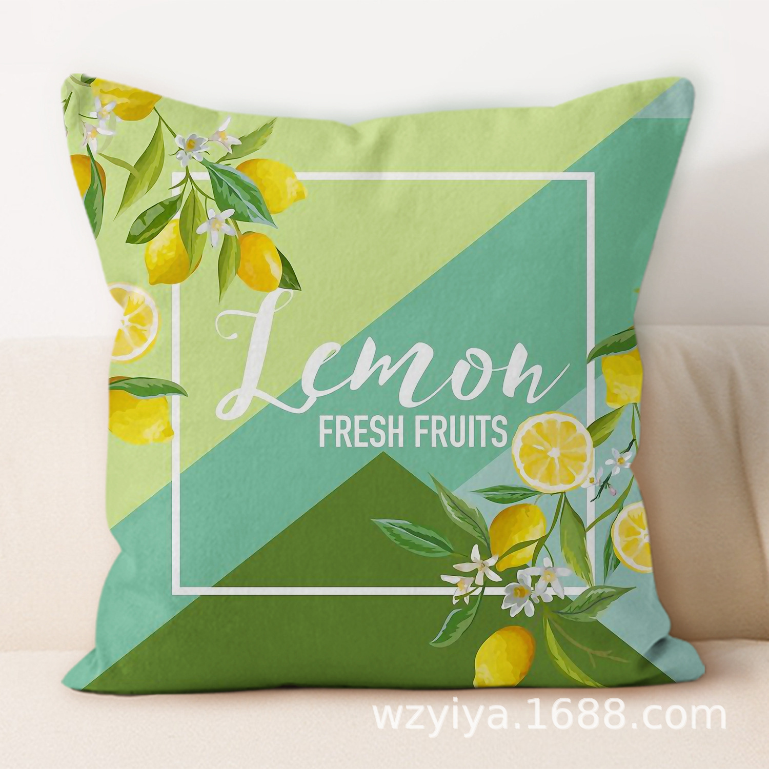 almohada de impresión de limón simple sofá en el hogar moderno almohada de respaldo decoración desmontable almohada de cabecera cuadrada