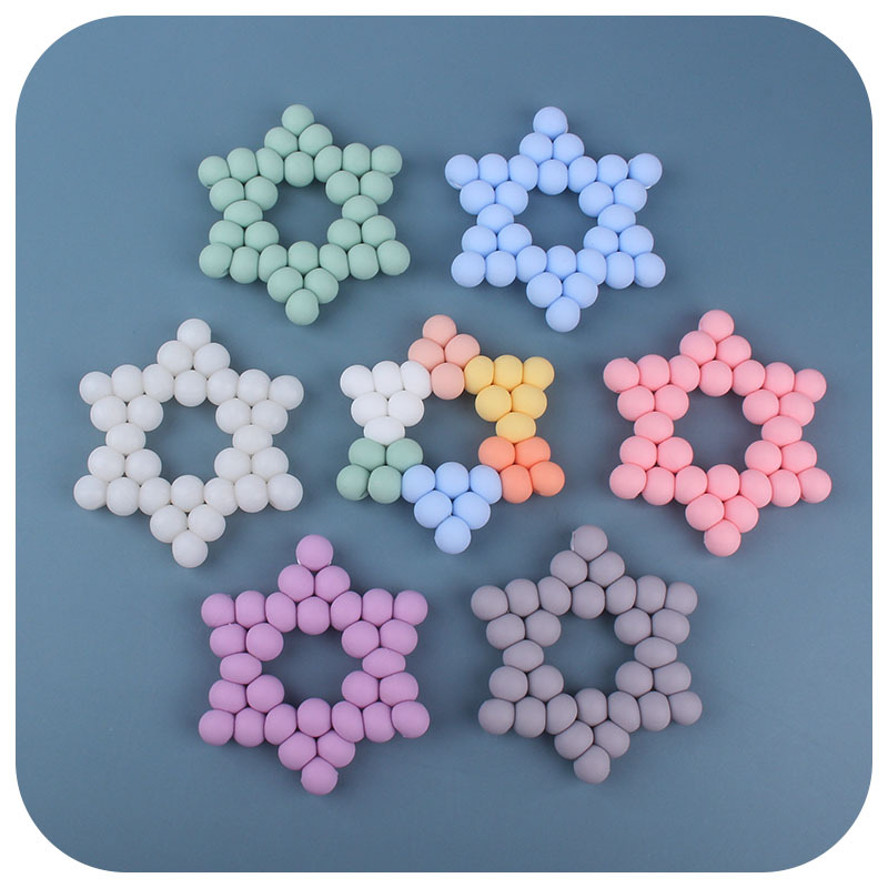 Nuevos suministros para bebés DIY creativo cuentas de silicona mordedura de pegamento dientes de bebé pulido palo estrella de seis puntas juguete mordedor