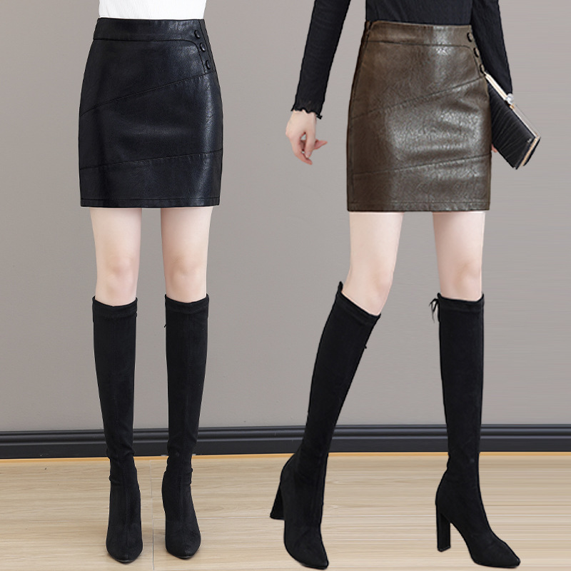 海宁真皮秋冬2025新款高端设计感高腰小皮裙半身裙女a字包臀短裙