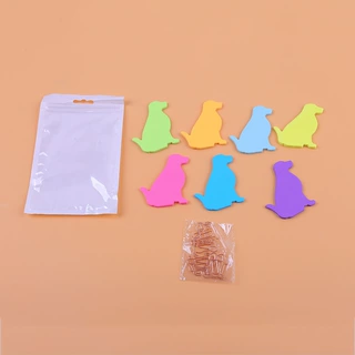 可爱小狗纯色便利贴荧光九色造型可爱桌面留言装饰有粘性N次贴