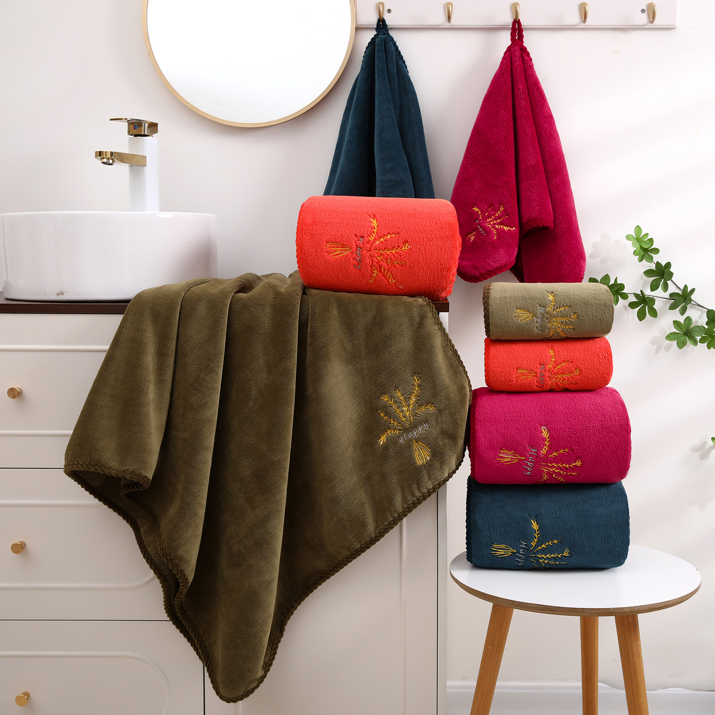 Coral bath towel