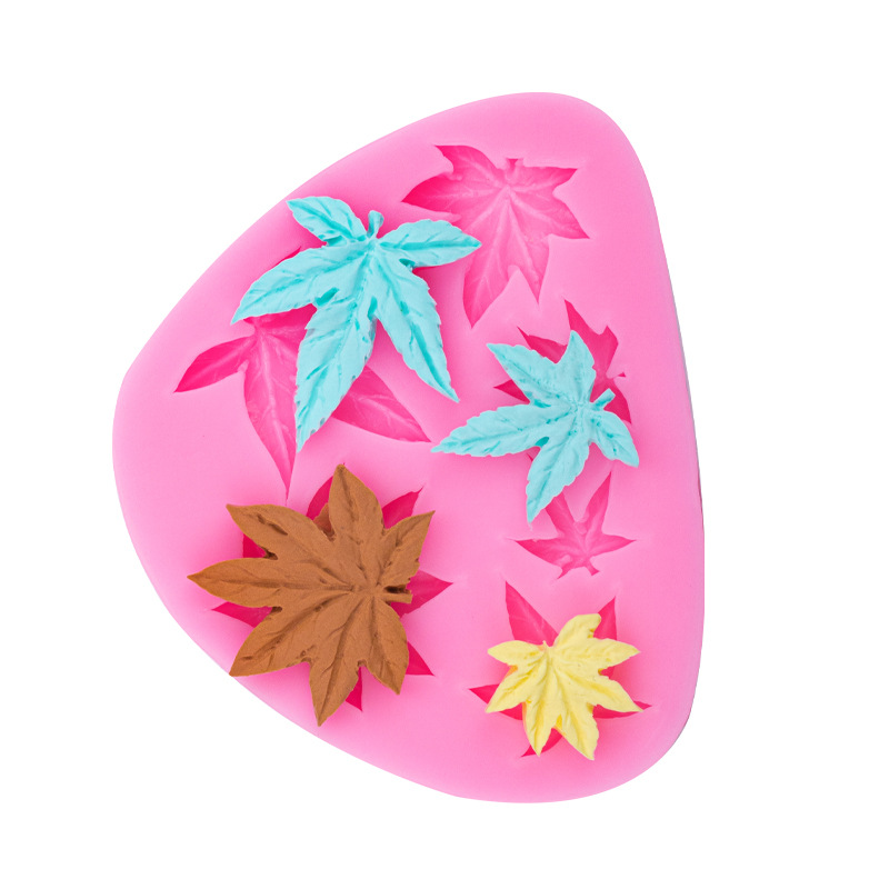 Hoja de arce de bricolaje Hoja de hojas Pastel de fondant Chocolate Hoja de arce Molde de silicona para hornear líquida
