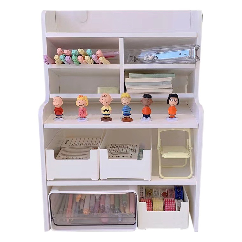 INS estante de almacenamiento de escritorio Escritorio de dormitorio de estudiantes estante de almacenamiento escritorio papelería organizador estante de múltiples capas pequeño