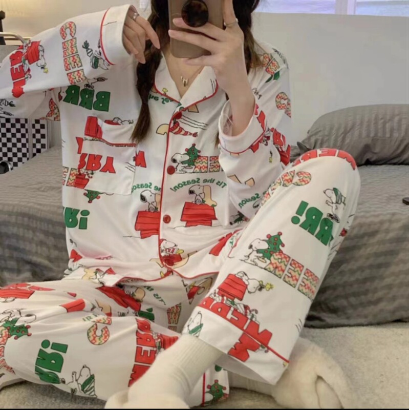 メーカー卸売春と秋の女性用パジャマ漫画ホーム服女の子長袖ズボンラペル在庫ありかわいいダブルロング|undefined