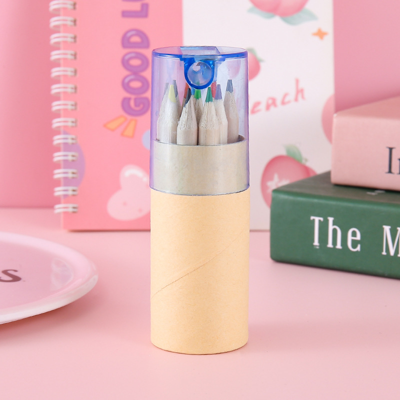 Transfronterizos 12 lápiz de color lápiz de madera con lápiz de lápiz de papel de escritorio estudiantes DIY relleno de graffiti pincel