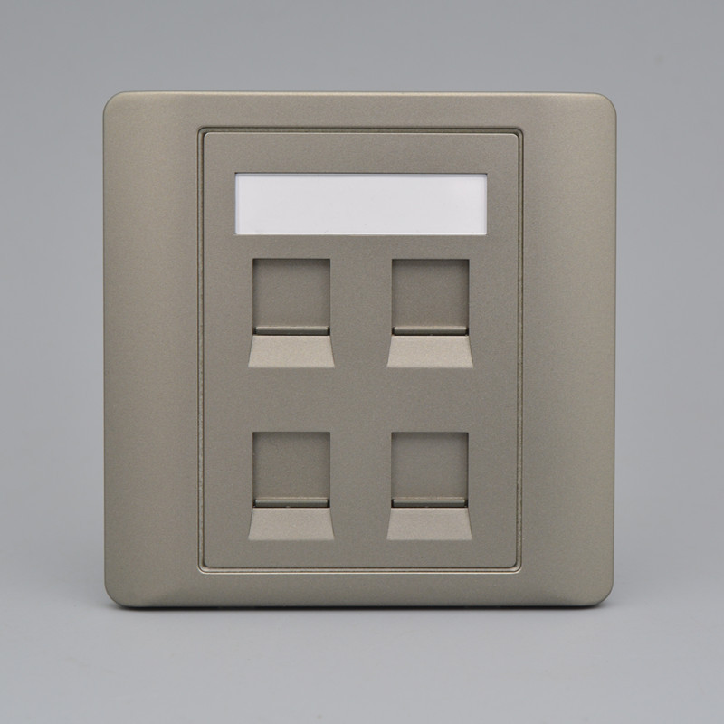 灰色86型4口网络电脑电话信息面板 空白插座面板不包含模块