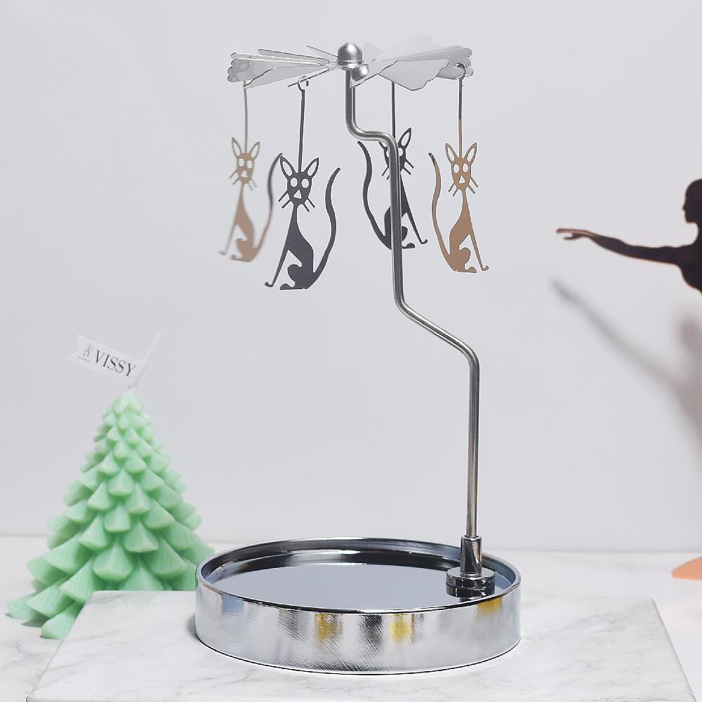 Fuente fabricante al por mayor Amazon INS bandeja redonda de acero inoxidable linterna giratoria giratoria candelabro de aromaterapia giratoria