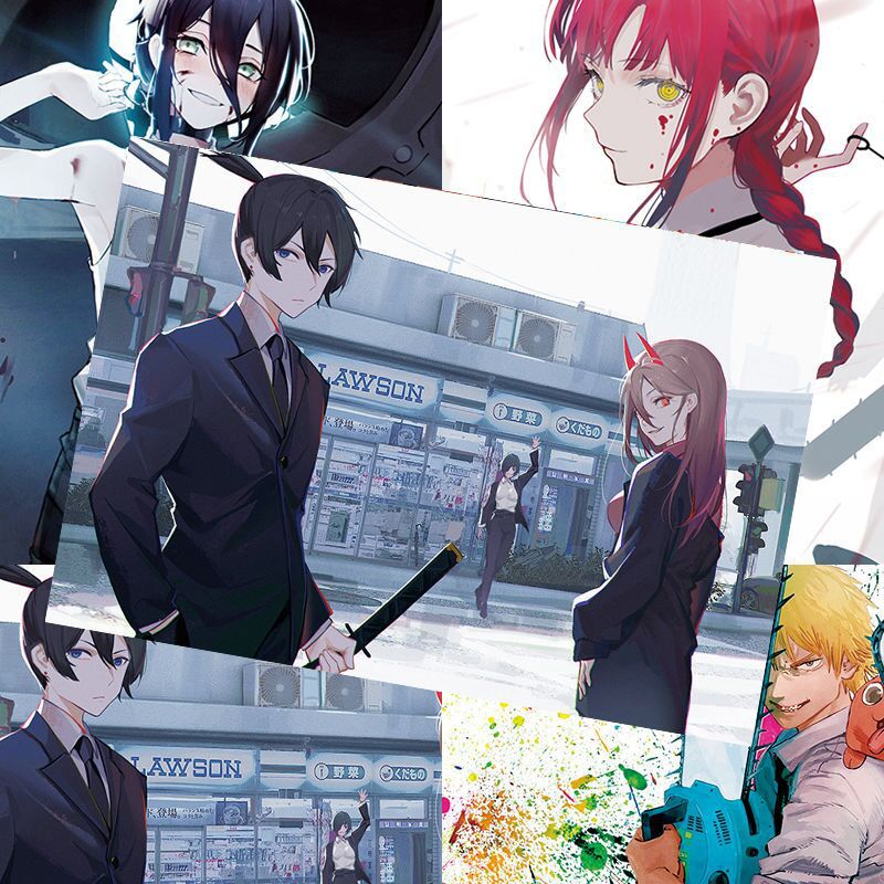 新款 電鋸人海報 壹套八張壓紋袋裝42*29cm 動漫牆紙宿舍貼紙