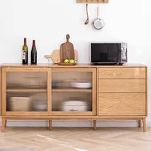 全实木红橡木多尺寸餐边柜下柜餐厅客厅多功能收纳柜实木抽屉柜子