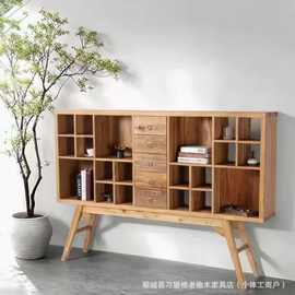 侘寂风老榆木餐边柜禅意多宝阁实木茶叶茶具收纳柜原木民宿边柜子