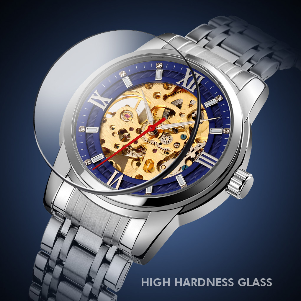 Momento de escala romana hueco reloj mecánico de acero impermeable reloj de hombre comercio exterior al por mayor personalizado transfronterizo