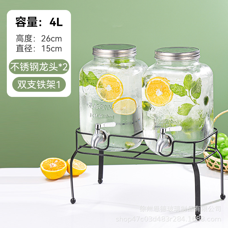 Barril de vidrio grueso barril de cola transparente con grifo sellado barril de frutas taza hervidor certificación de grado alimenticio image 10