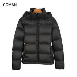 定制黑色情侣同款羽绒服短款鸭绒经典百搭休闲保暖连帽女外套