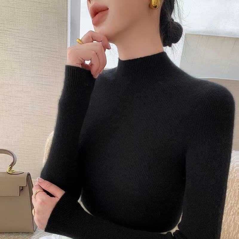 First-Line Ready-To-Wear Half Turtleneck Slim Bottoming Shirt for Women Autumn and Winter 2025 New Sweater Slimming Look Inner Wool Knitwear