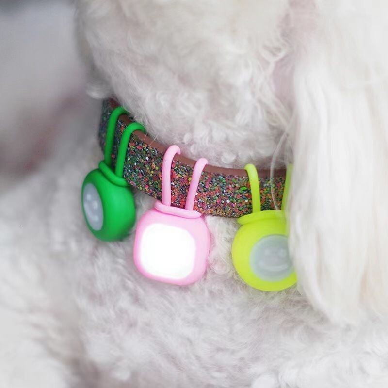 Pet Led Tag Silicone Luminous Pendant Teddy Accessories Dog Walking Anti-Lost Dog Supplies Neck Light Dog Light