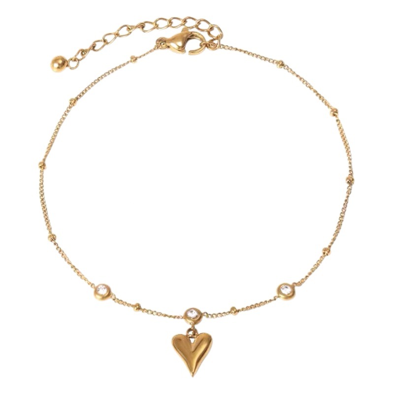 Wen Jian 2022 nuevo 18K oro amor cristal tobillos femeninos ins online rojo moda Mori nicho diseño novias