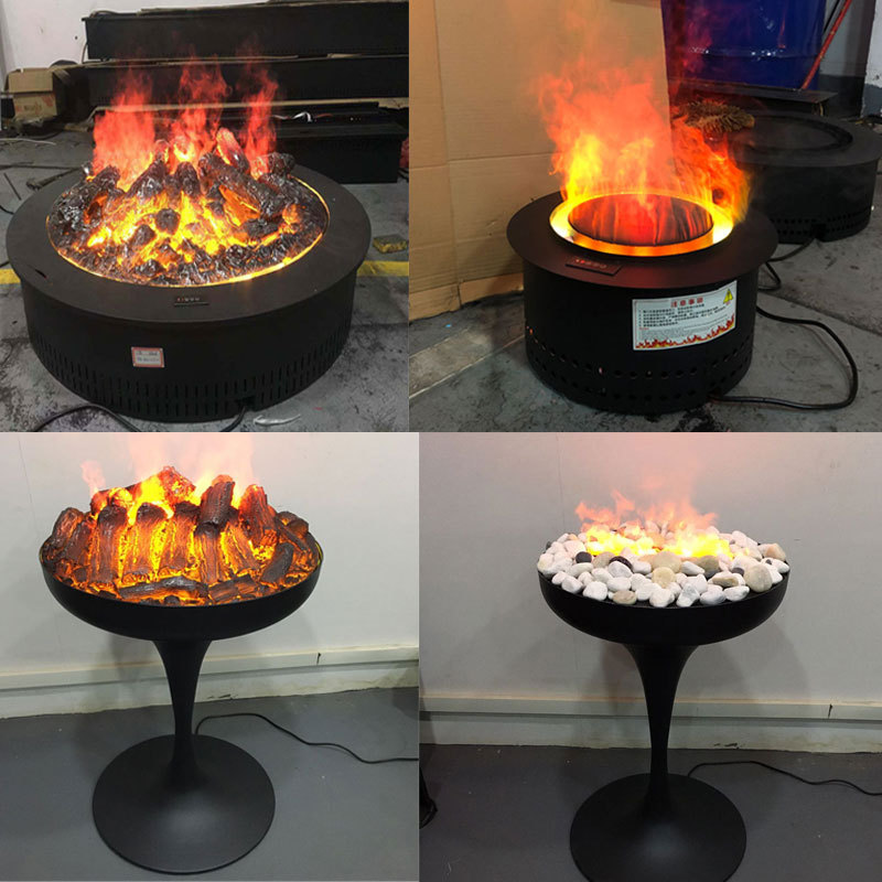 圆型雾化壁炉火盆仿真篝火柱形嵌入式电子3D假火焰家用木柴烧烤炉-阿里巴巴