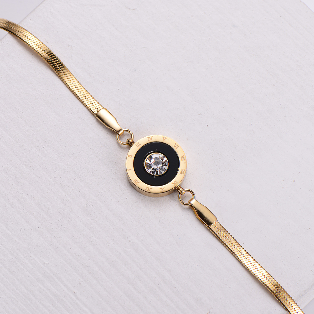 Womenu0027S Fashion Round Titanium Steel Zircon Bracelets Inlay Stainless Steel Bracelets