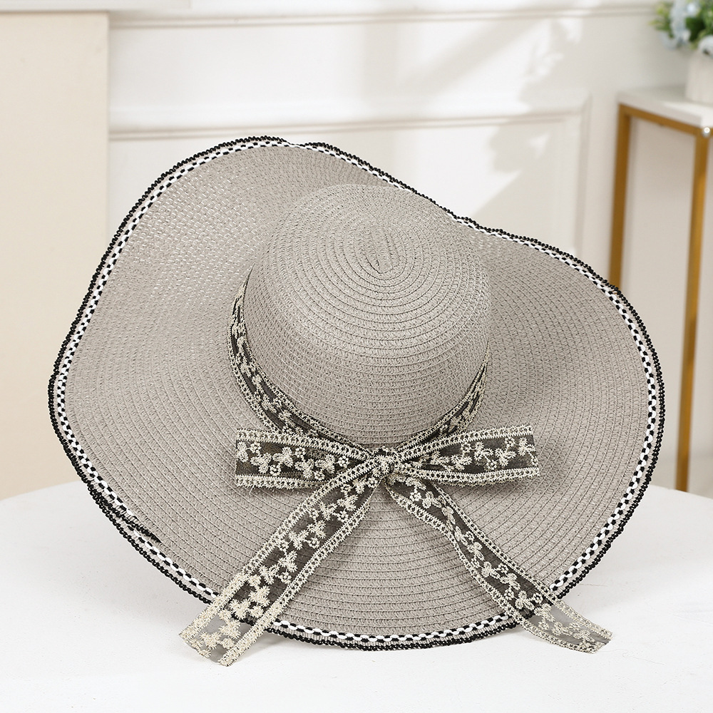 Women's Elegant Color Block Flat Eaves Straw Hat display picture 3