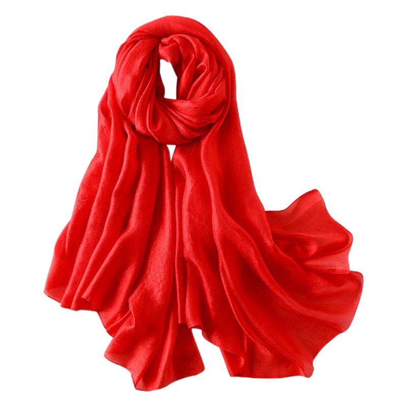 Primavera y verano nuevo estilo de lino, bufanda de seda de color sólido, chal de protección solar de playa simple de todo fósforo, habitación con aire acondicionado, bufanda fina, bufanda