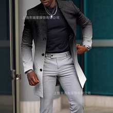 跨境外贸2025秋冬新款男士毛呢立领时尚休闲大衣亚马逊热卖大衣男