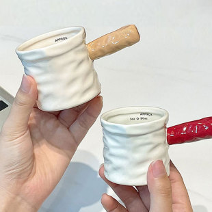 ♡ Cream Style Coffee Small Milk Cup Measuring Cup Milk Pot Household Espresso Extraction Cup Pot Ceramic Seasoning Coffee