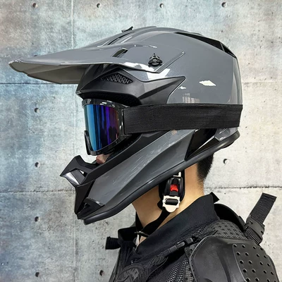 Motosiklet kaskı (dəbilqə): National Standard Certified 3C Off-Road Safety - cement-gray-with-666-colored-glasses-and-free-gloves-and-mask-s