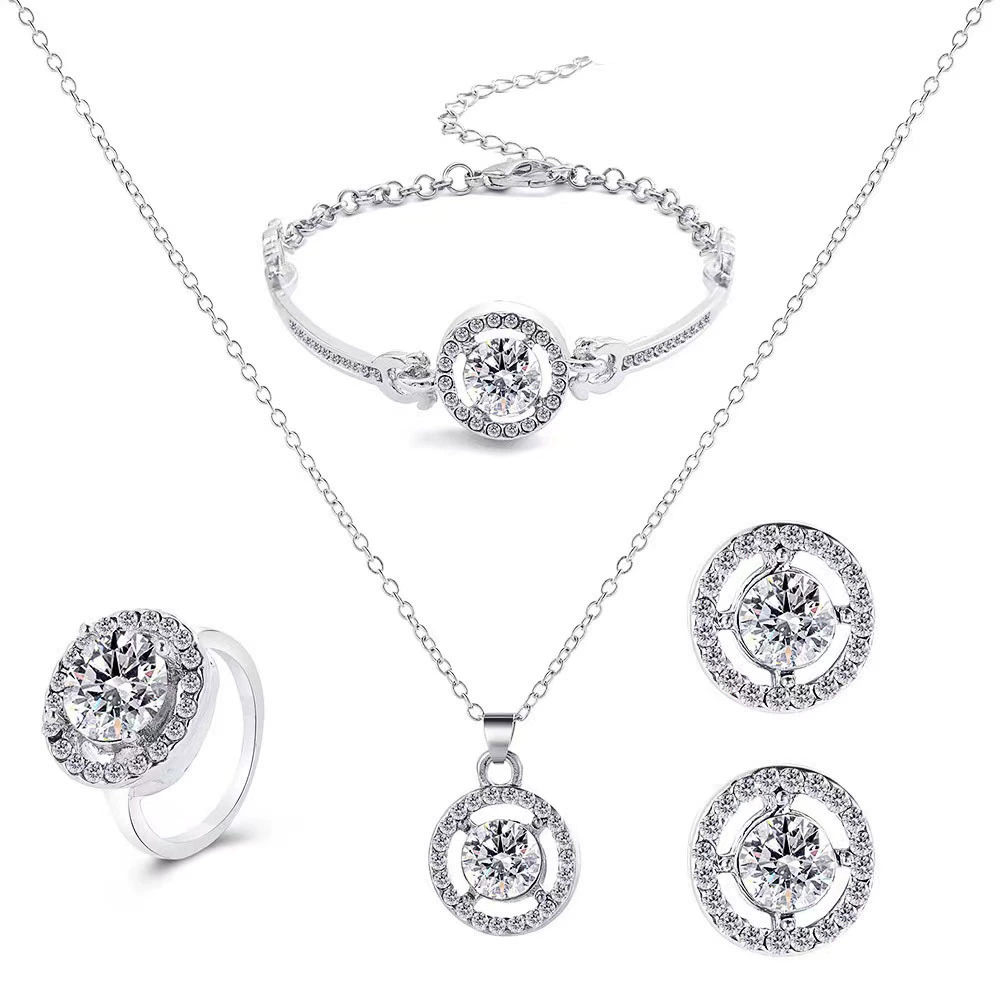 Creative accessory, stone inlay, necklace, chain, bracelet, ring, set, (Cross-border trading), 4 piece set
