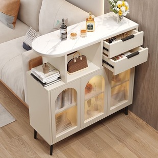 Cream Bar Home Living Room Solid Wood Partition Small Apartment Wine Cabinet Dining Side Integrated Cabinet Island Modern Simple Side Cabinet
