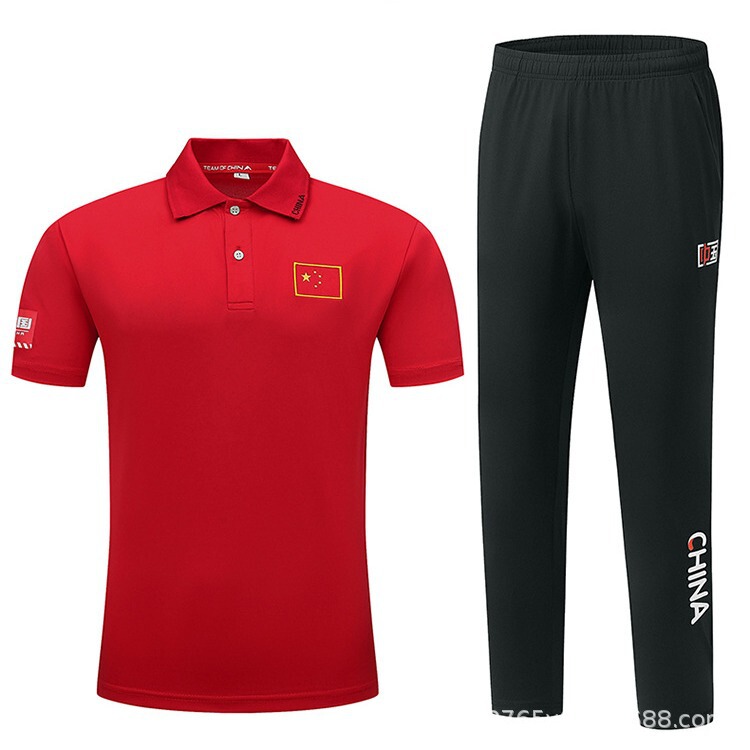 National Team Men's and Women's Sports T-Shirts Quick-Drying Training Short-Sleeved Polo Shirts Coach Uniforms Martial Arts Sports Student National Uniforms Wholesale