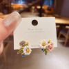 Brand asymmetrical advanced earrings, flowered, high-quality style, french style