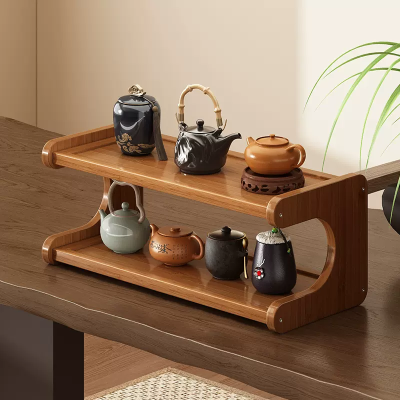 桌面杯架茶桌置物架实木新中式博古架桌上多层茶具紫砂壶摆放架子