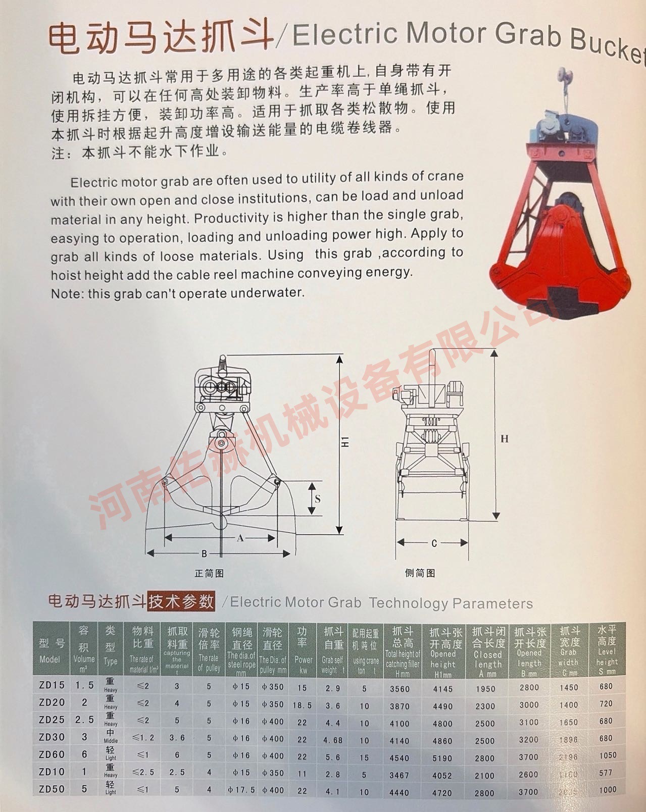 Grain, Medicine, and Wine Production Electric Motor Grapple Technical Specifications Grapple Pulley Pin Spring 304 Stainless Steel