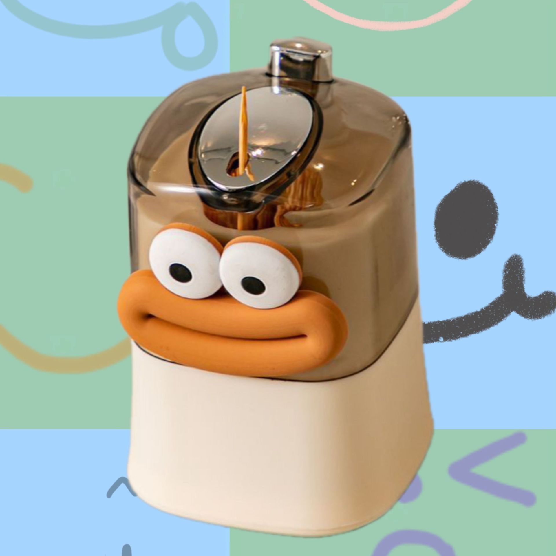 Caja de palillos de dientes doméstica de alto valor facial, caja de palillos de dientes de escritorio de la sala de estar de presión, creatividad de dibujos animados de palillos de dientes emergentes automáticamente