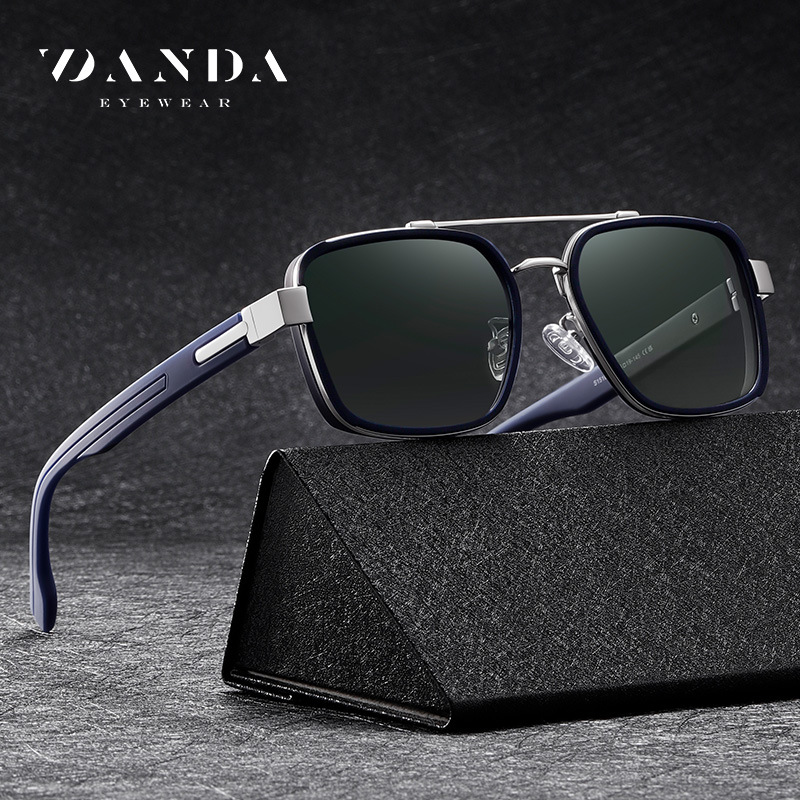 Lente polarizador de doble viga de moda clásica S15106 Gafas de sol para exteriores para hombres Gafas de sol de conducción de tiro callejero