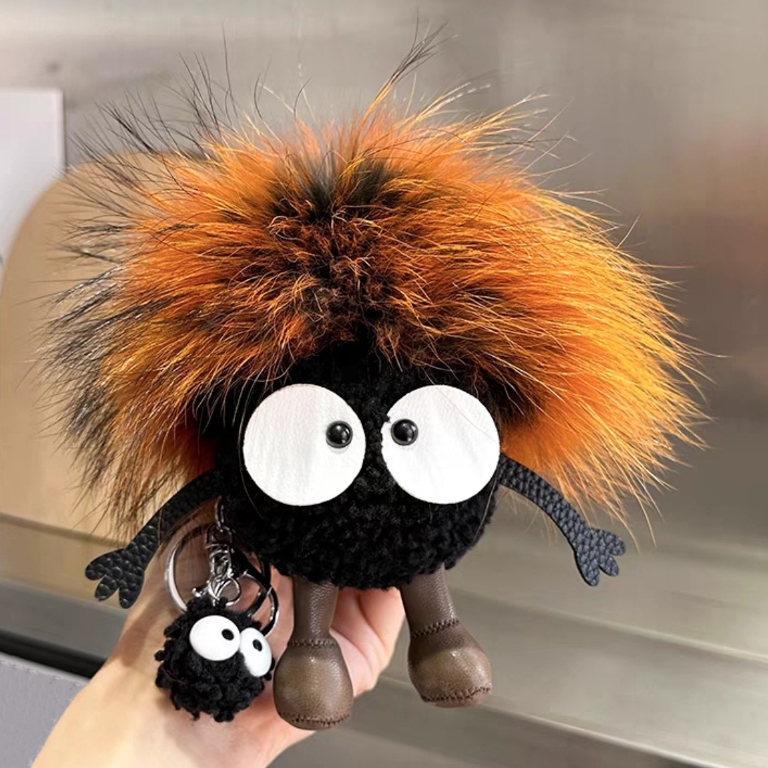 Cute lana bola de carbón coche llavero colgante red en elfadas bolsas de peluche bolsas colgantes regalo