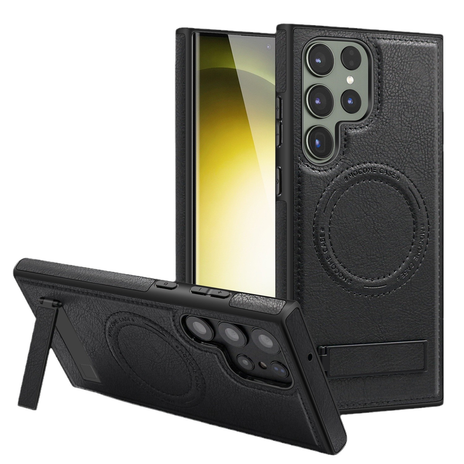 Funda de Cuero Crystal Shield Compatible con Samsung S25 EDGE, Funda Magnética de Cuero de Alta Gama para Teléfono S24 Ultra con Soporte Invisible