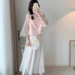 2025 Summer New Chinese Style Improved Fairy Han Dynasty Female Fairy Jiangnan Style Gentle Two-Piece Zen Outfit