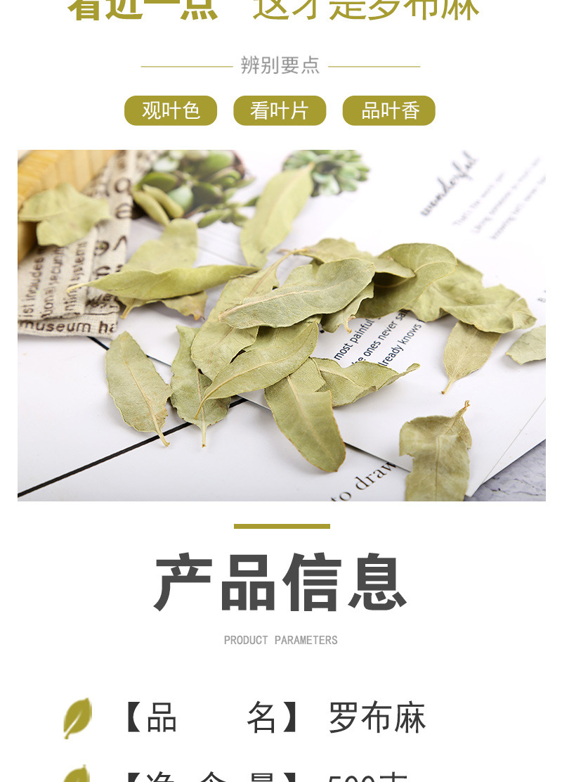 Luobuma Tender Leaf & Bud (Apocynum venetum) — Xinjiang Dried Food Herb, 500g quality and texture
